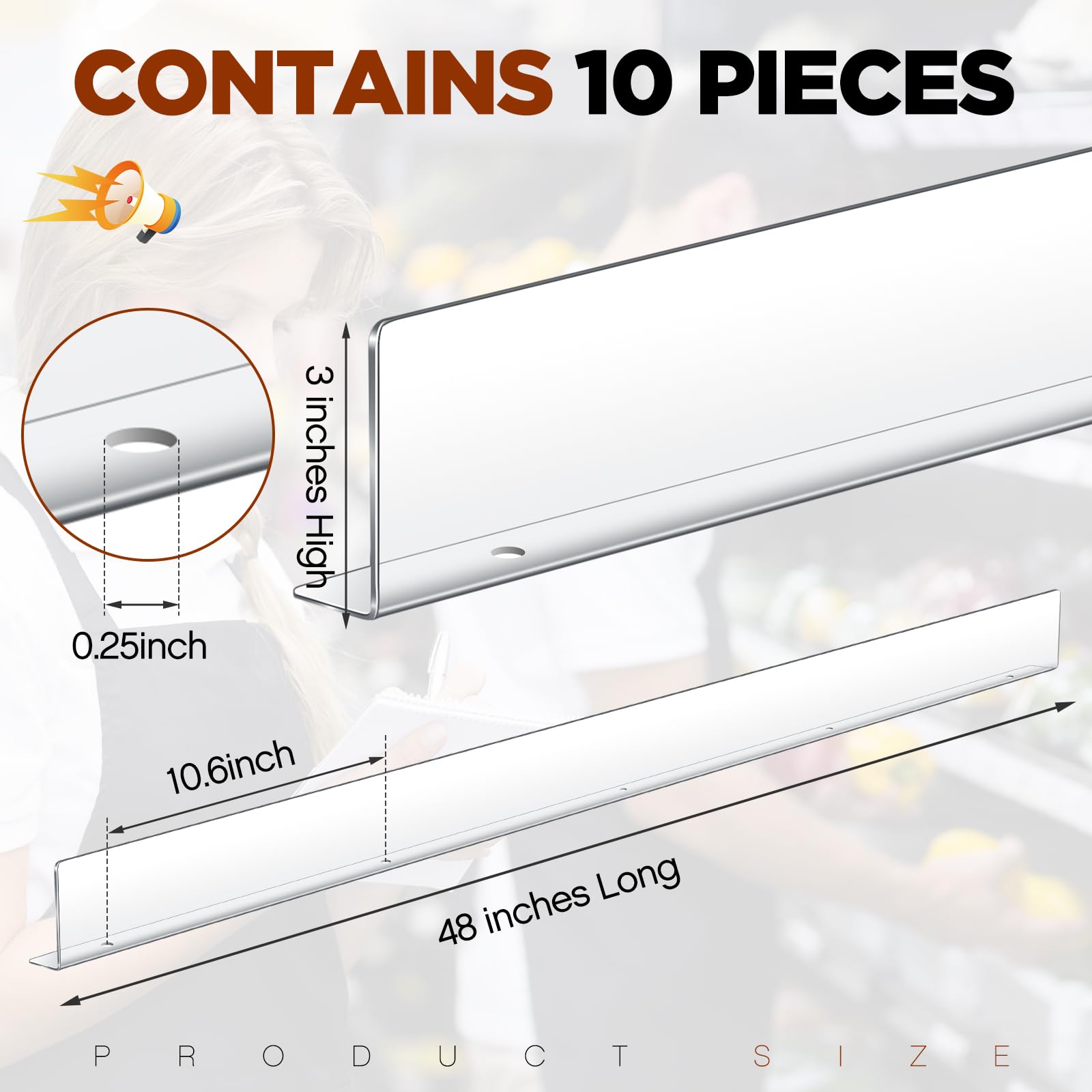 10 Pack Clear Gondola Shelf Front Fence for Retail Shelving - 3