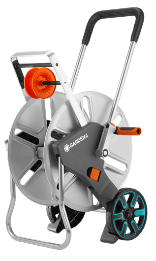 Garden Hose Reel Cart - Gardena CleverRoll L Easy Metal Hose Trolley 18550-20 for Outdoor Watering, Lawn Care & Car Washing