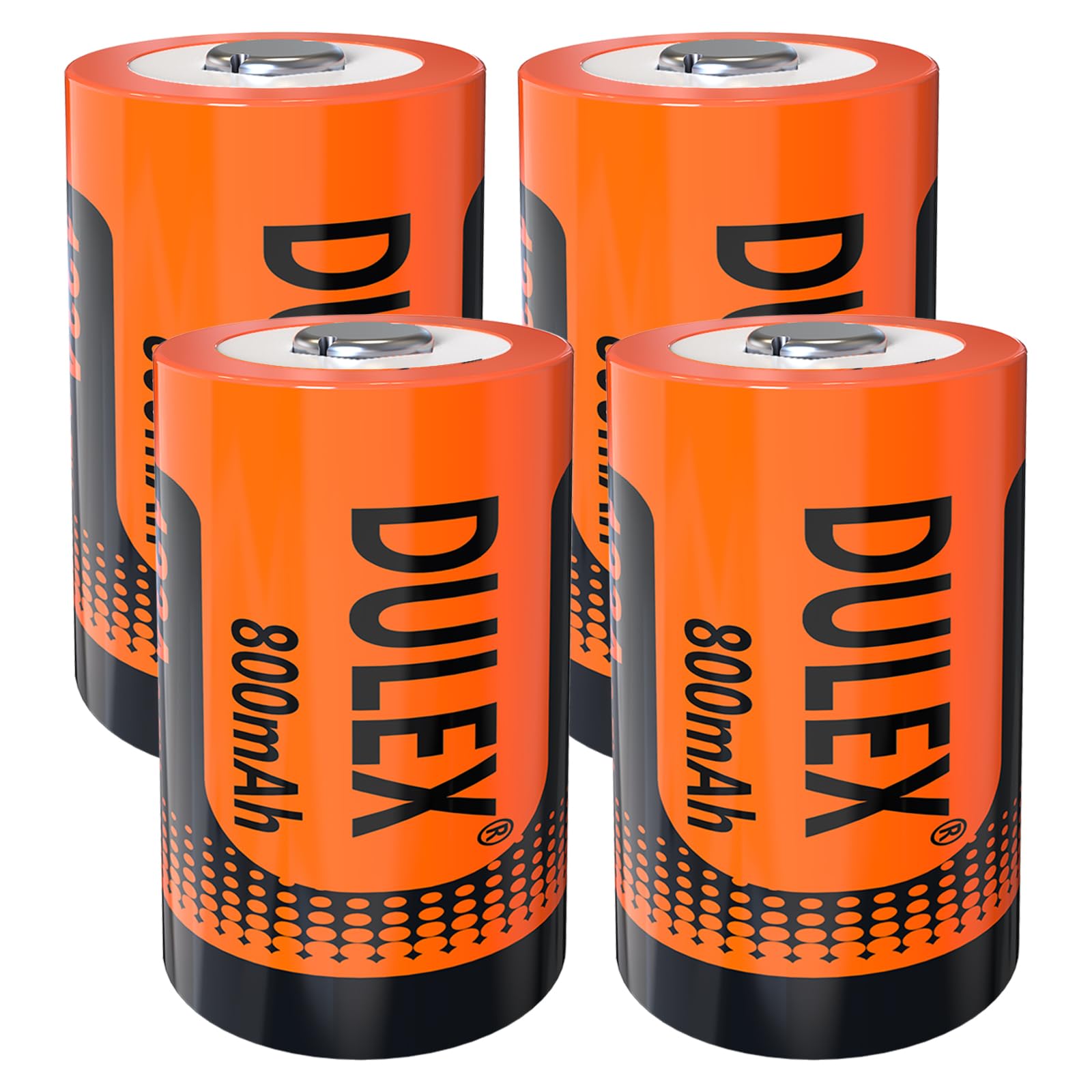 DULEX 4-Pack 3.7V 800mAh Rechargeable CR123A Lithium Batteries - Compatible with Arlo VMS3130 VMC3030 3200 3330 3430 3530 Security Cameras - Replacement Batteries for Alarm Systems, Flashlights & Home Security Devices - Long Lasting Power for Wireless Cameras & Emergency Lighting