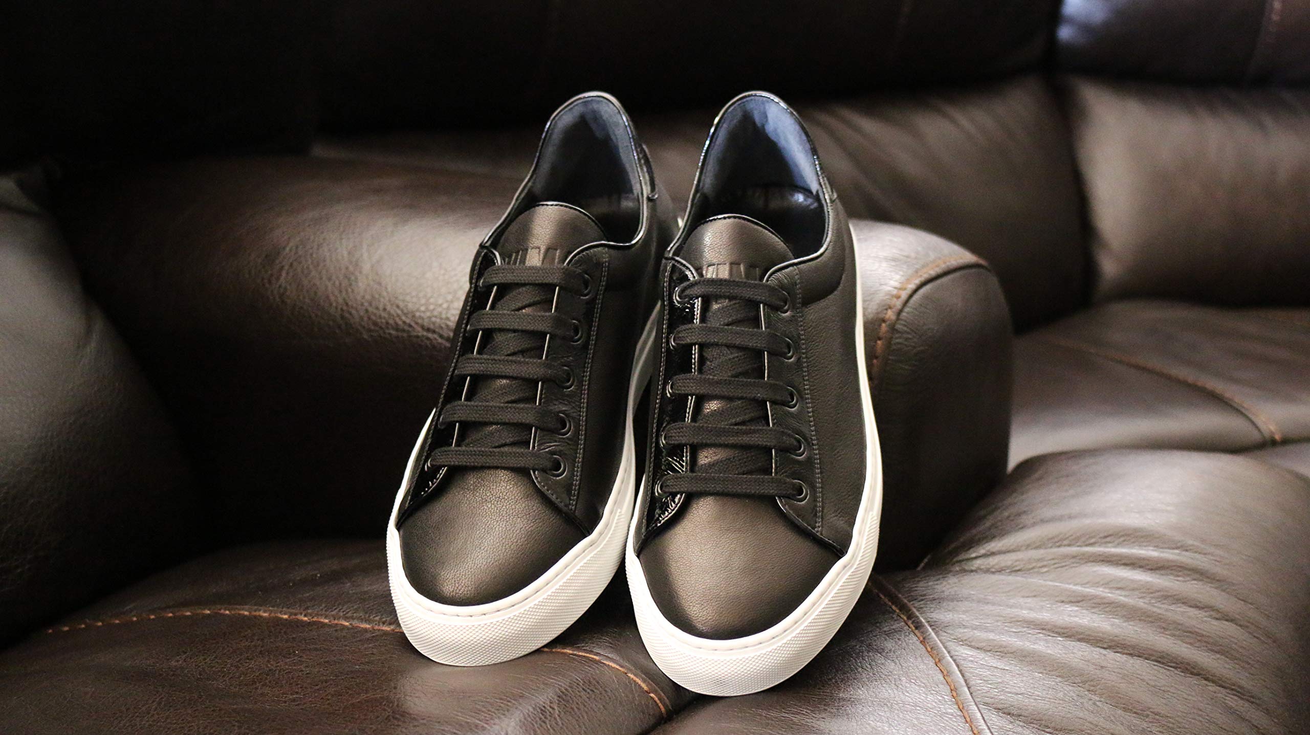 AVIMA Men's Il Capitano Italian Leather Luxury Sneakers - Premium Black Leather Casual Shoes for Men - Perfect for Christmas Gifts, Birthday Presents & Everyday Wear