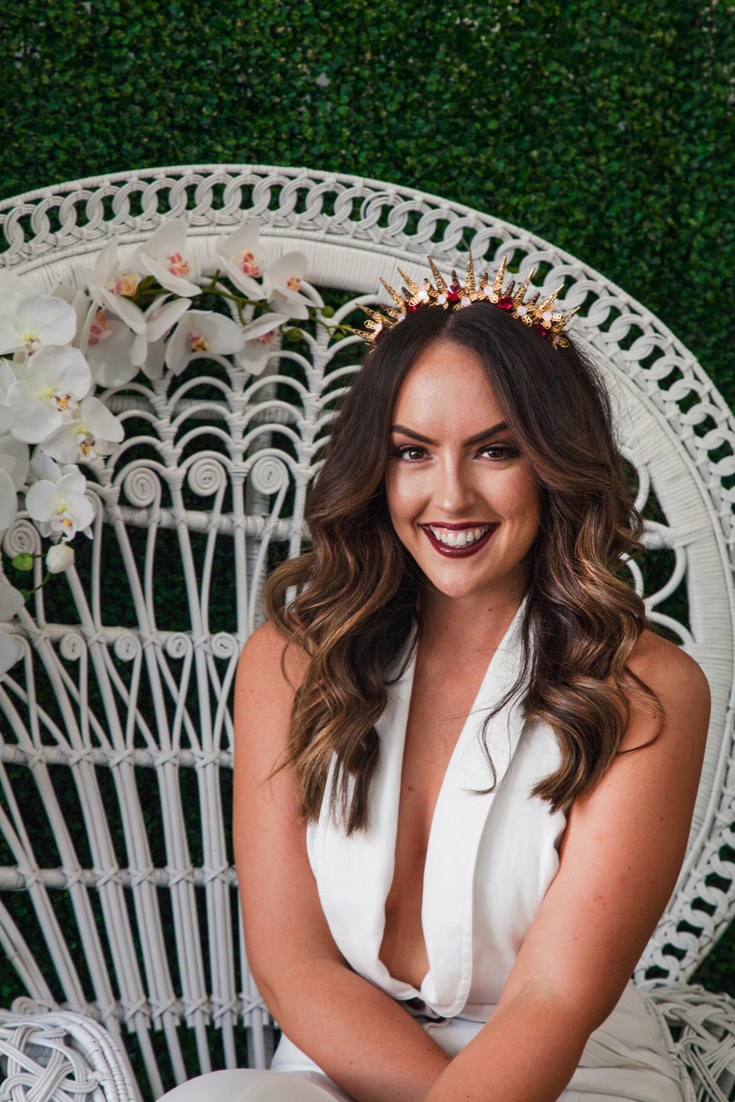 Unique Spiky Gold Crown Wedding Headpiece - Venetia by Kezani | Bridal Accessories for Boho, Vintage & Royal Weddings
