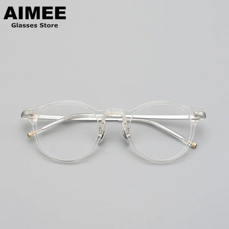 Aimee Unisex Full Rim Round Titanium Acetate Eyeglasses 84994 - Lightweight & Durable Frame for Men & Women - Perfect for Reading, Work & Everyday Use