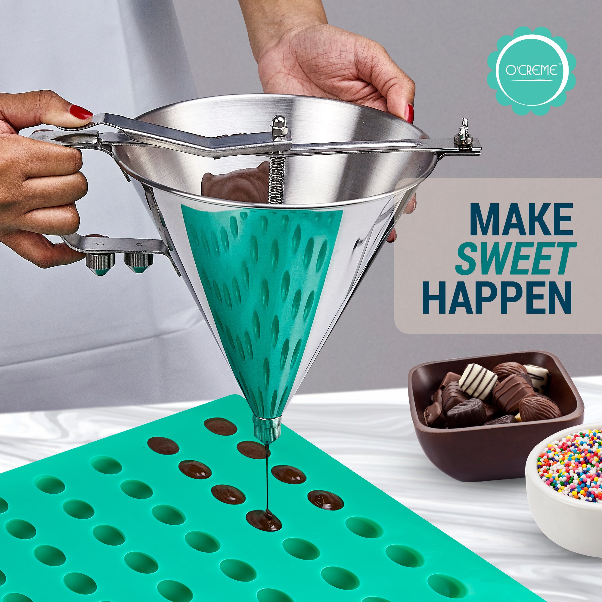 Premium SS Confectionery Dispenser Funnel - Stainless Steel Candy & Snack Pouring Tool for Bakeries, Cafes & Home Kitchens - Perfect for Chocolate Chips, Nuts, Sprinkles & Bulk Food Storage
