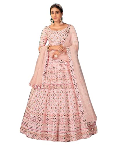Elegant Baby Pink Multi-Thread Gota Patti Embroidered Indian Lehenga Choli - Georgette Bollywood Wedding Dress for Women | Perfect for Sangeet, Mehendi & Reception Ceremonies