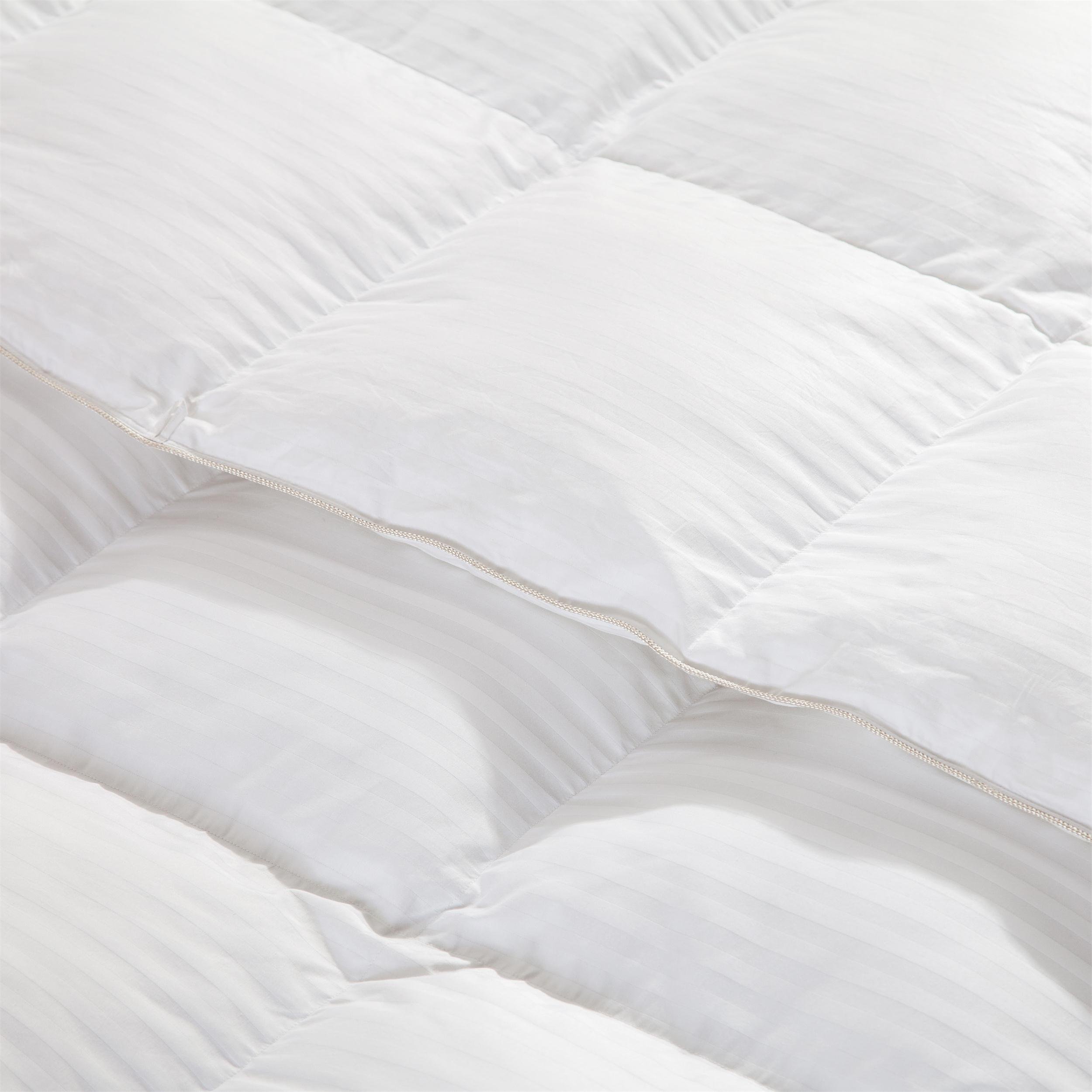 Premium King Size Goose Down Feather Comforter - 100% Egyptian Cotton Cover, 70oz Fill Weight - Ultra Soft & Hypoallergenic Bedding for All Seasons | Perfect for Master Bedrooms, Guest Rooms & Luxury Hotels (King, White Stripe)