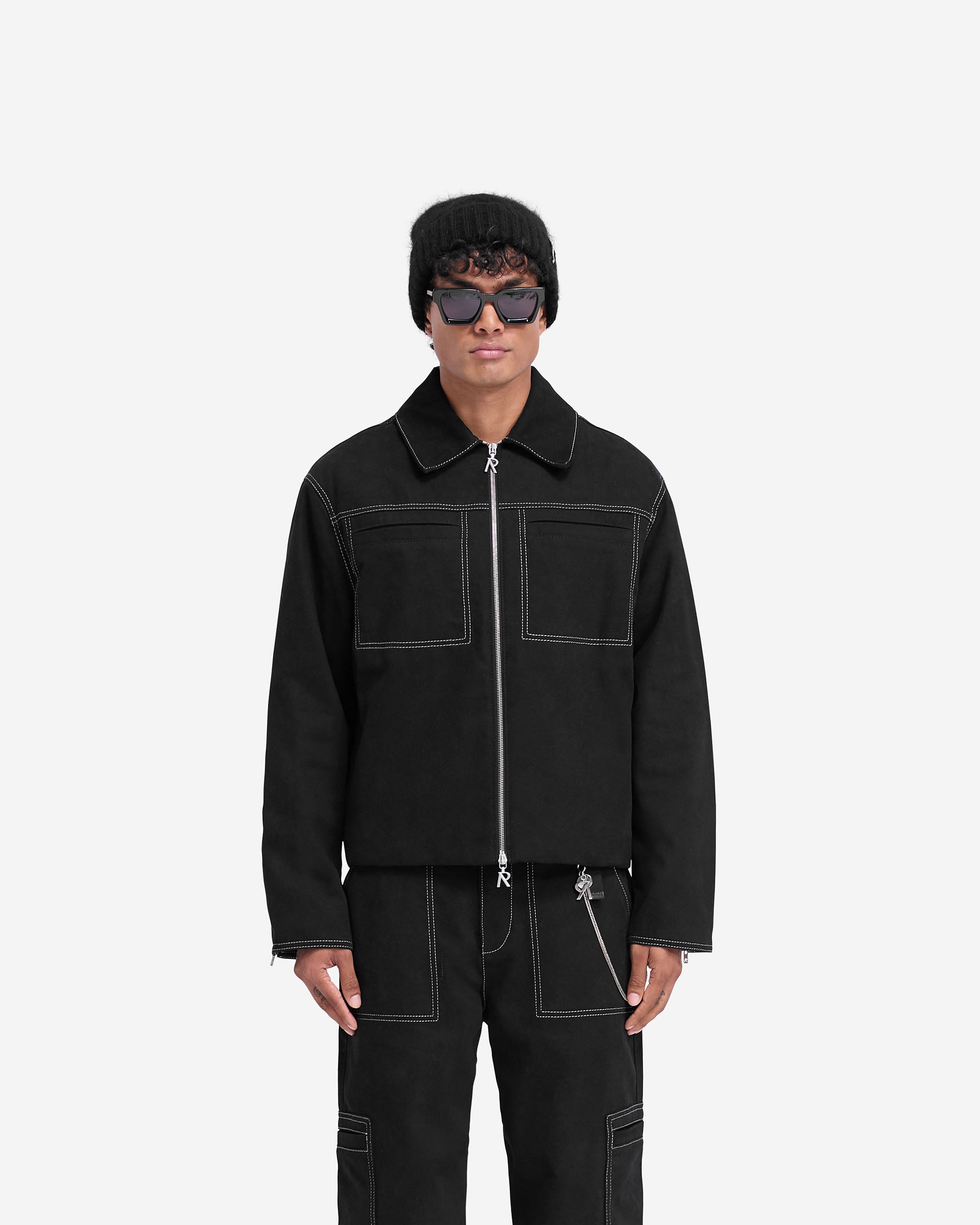 Contrast Stitch Smart Jacket for Men & Women | Slim Fit Lightweight Waterproof Windbreaker | Perfect for Outdoor Activities, Travel & Work Commute | Jet Black