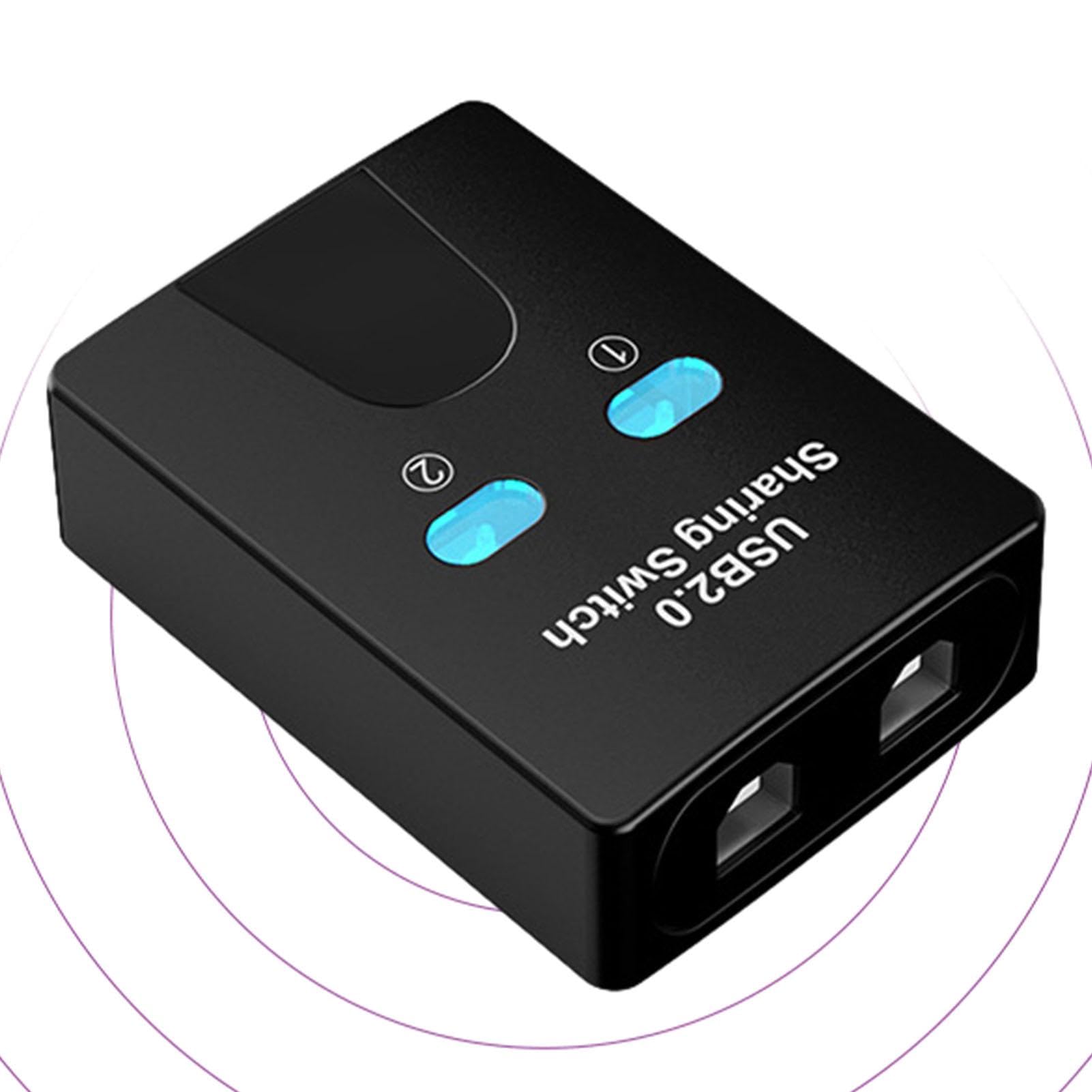 2-Port USB Splitter Switch - USB Sharing Device for Printer & Mouse | High-Speed USB 2.0 Hub, Plug & Play KVM Switch Box | Perfect for Home Office, Gaming Setup & Multi-Device Sharing
