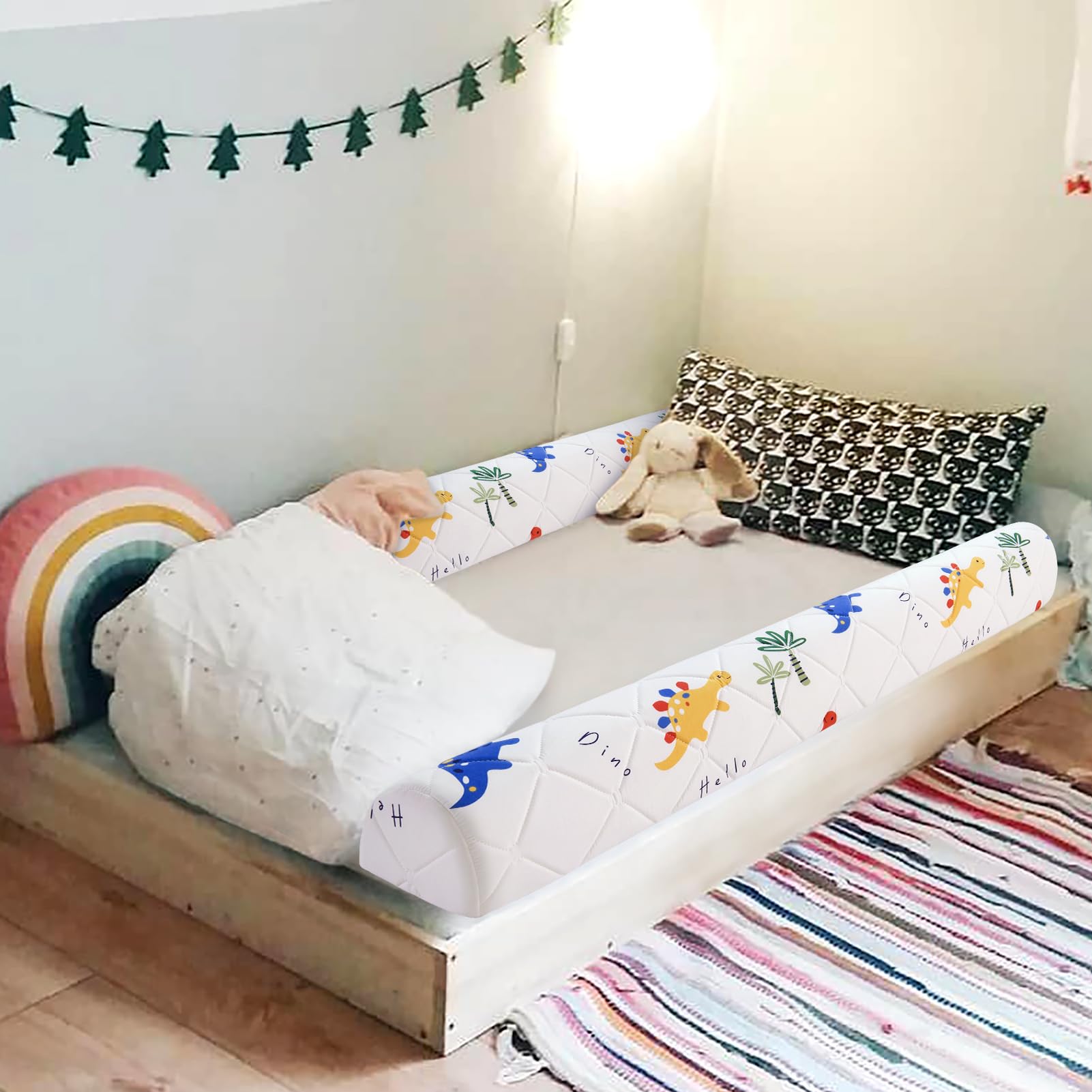 Premium 2-Pack Toddler Bed Bumpers - Non-Slip Foam Bed Rails for Twin, Queen & King Size Beds (52