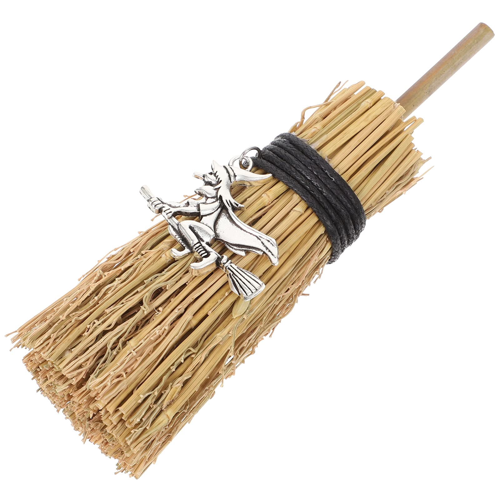 Amosfun Wooden Halloween Witch Broom with Pendant - Wicked Witch Broomstick Costume Accessory for Halloween Parties, Decor & Gifts - Perfect for Witch Costumes, Halloween Decorations & Themed Party Favors