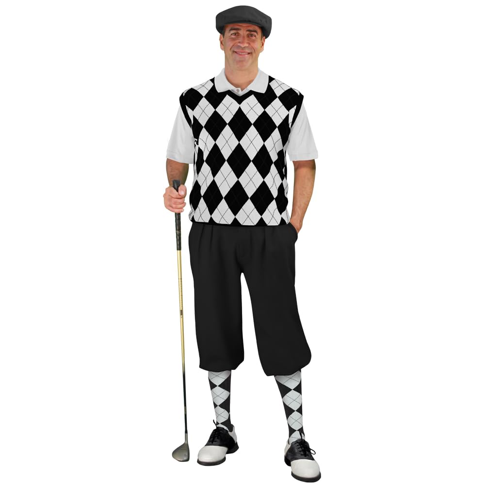 Men's Black and White Golf Sweater Outfit - Stylish & Comfortable for Golfing, Casual Wear & Outdoor Activities