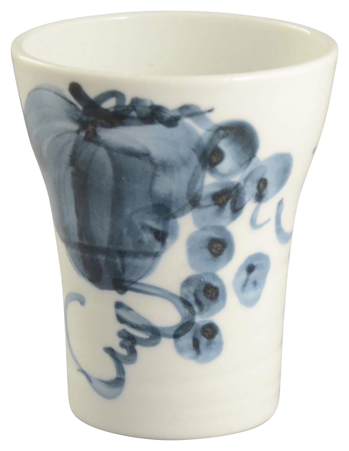 Arita Ware SYO-301 Japanese Shochu Server Set with 2 Cups - Handcrafted White Ceramic with Chamfered Edges & Grape Design - Perfect for Sake, Soju or Cocktail Serving at Home Bars, Restaurants or Gifts