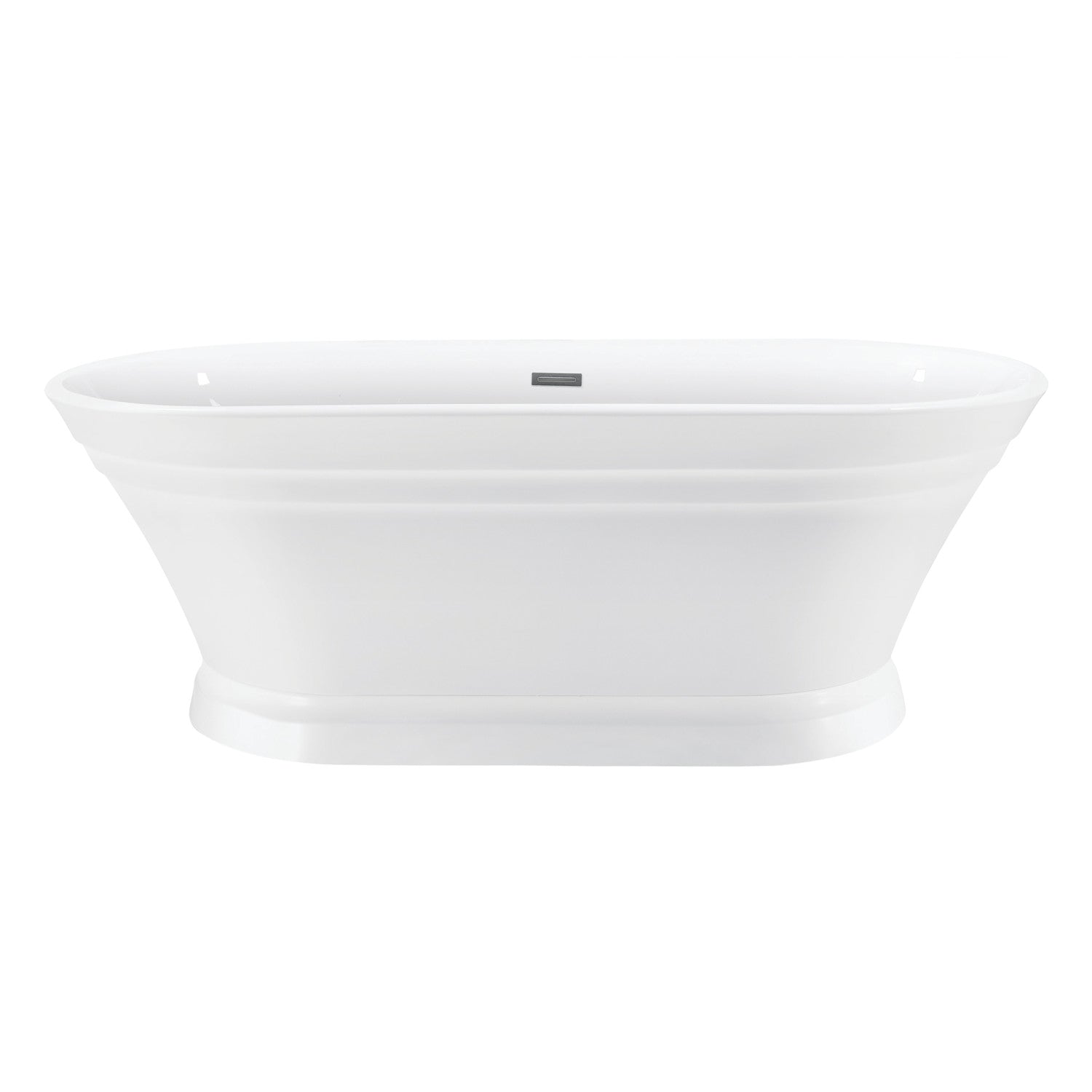 Aqua Eden 67-Inch Acrylic Oval Double-Ended Freestanding Bathtub - Glossy White Pedestal Soaking Tub with Drain (No Faucet Holes) | Luxury Bathroom Centerpiece for Spa-Like Relaxation