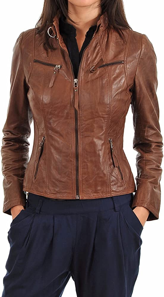 Louis Marche Women's Genuine Lambskin Leather Jacket - Stylish & Durable Real Leather Jackets for Women | Perfect for Casual Outfits, Night Outs & Motorcycle Riding