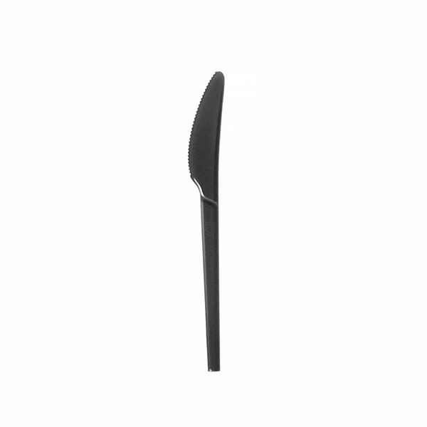 Eco-Friendly Black CPLA Plastic Knives - Heat Resistant, Compostable Cutlery, 6.5