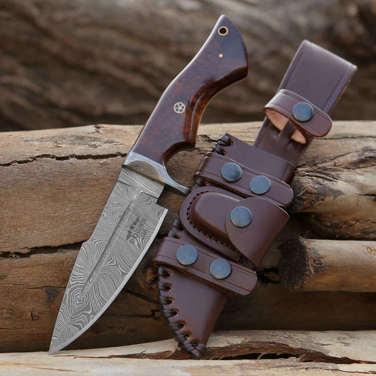 Premium Damascus Steel Hunting Knife with Exotic Rosewood Handle - Custom Handmade Fixed Blade for Outdoor Survival, Camping & Bushcraft - Perfect Gift for Hunters & Collectors