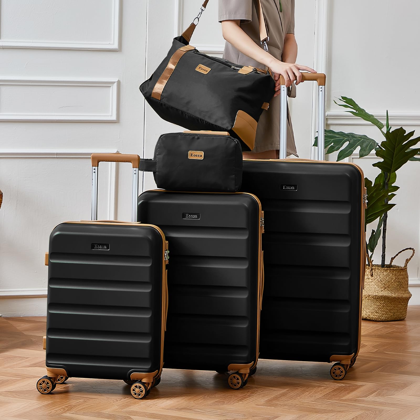 5-Piece ABS Hard Shell Luggage Set with Spinner Wheels & TSA Lock - 20/24/28 Inch Carry-On Suitcases for Travel, Business Trips & Family Vacations
