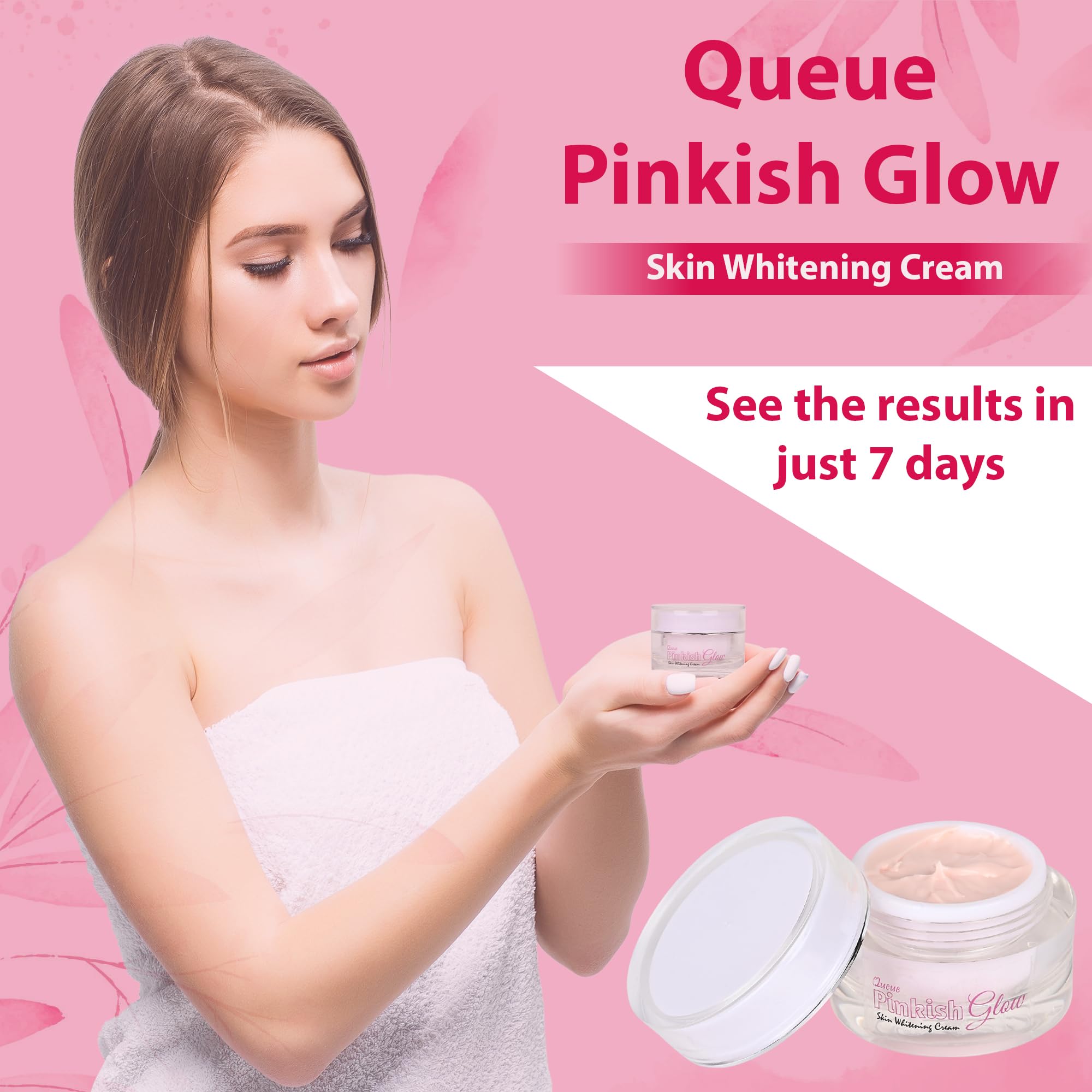 Pinkish Glow Cream - Brightening & Whitening Face Cream with Glutathione for Even Skin Tone | Day & Night Moisturizer for Radiant Complexion