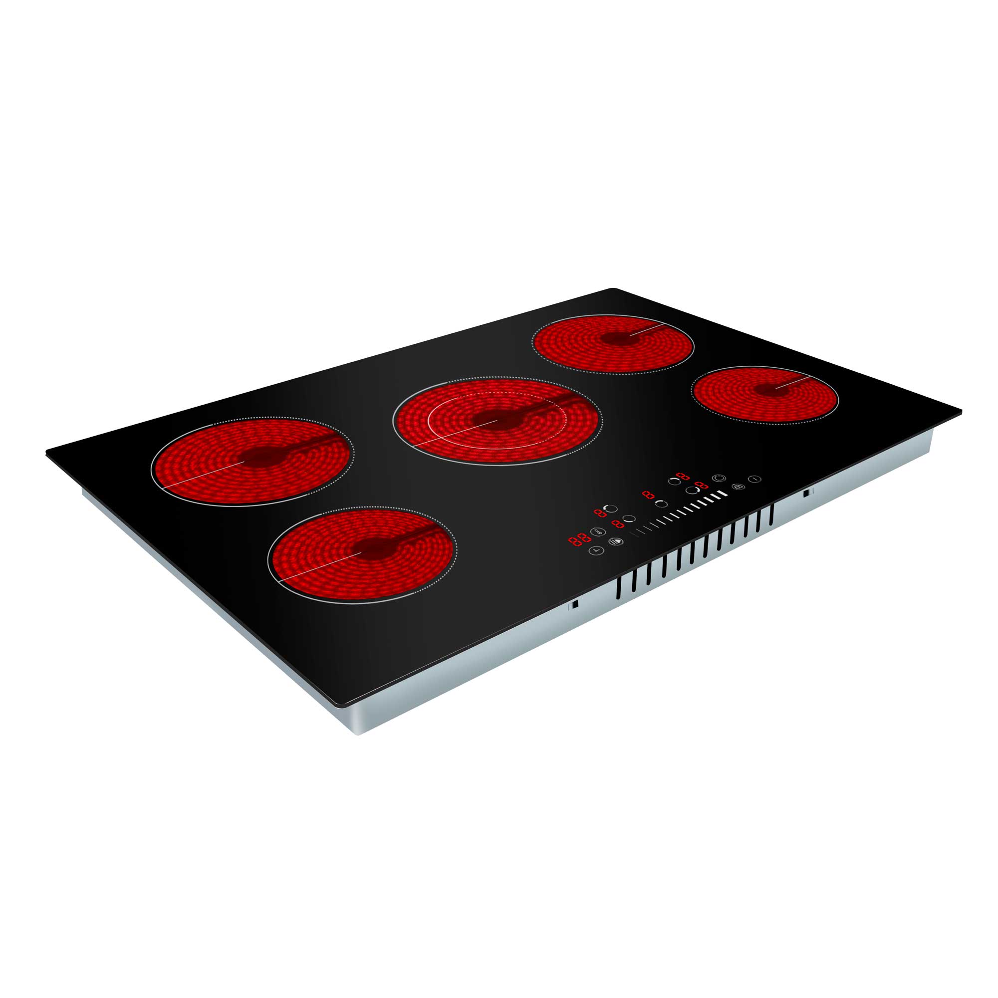 Baridi 77cm Built-In Ceramic Hob with 5 Cooking Zones - 8200W Black Glass Electric Cooktop for Modern Kitchens | Perfect for Home Chefs & Large Family Cooking