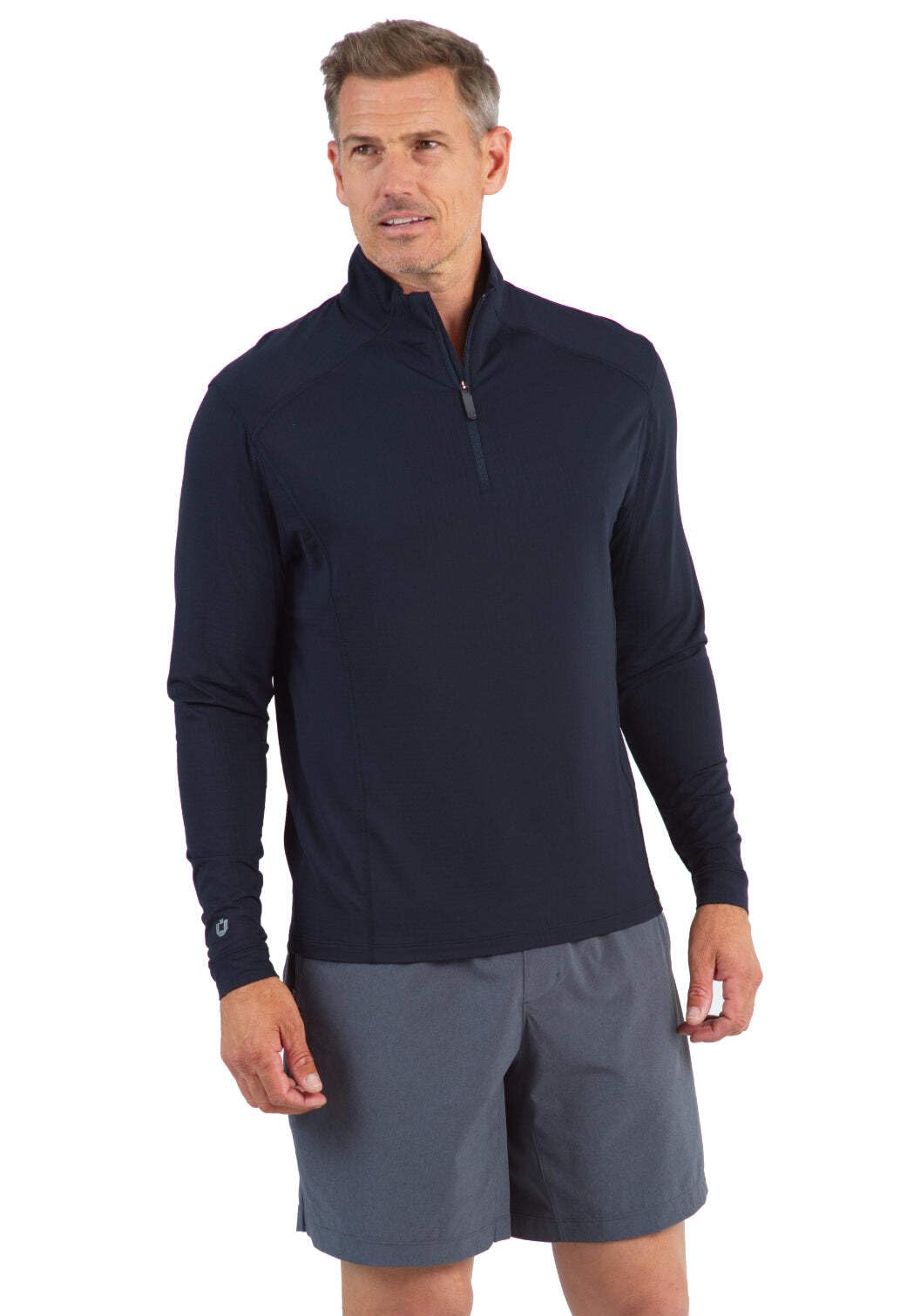 IBKUL Men's UPF 50+ Sun Protective Cooling Long Sleeve Shirt - Icefil Technology Mock Neck Pullover for Running, Hiking & Outdoor Activities | Athleisure Wear 90199