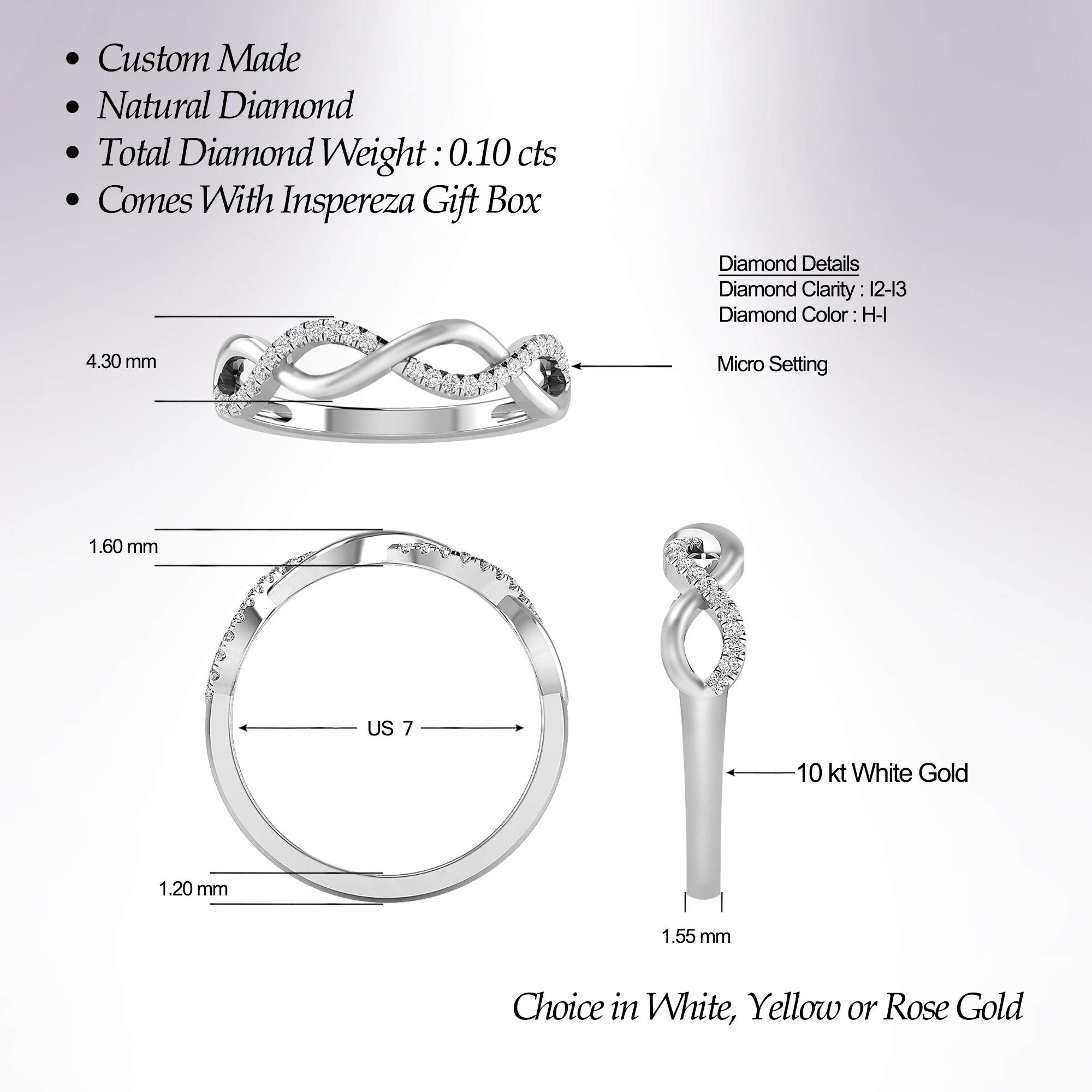 10k Real Gold Minimalist Twist Knot Diamond Stackable Ring for Women | 1/10 Ct TW Genuine Diamond Wedding Band | Anniversary, Engagement & Everyday Jewelry | Size 4-9 | Perfect for Layering & Special Occasions