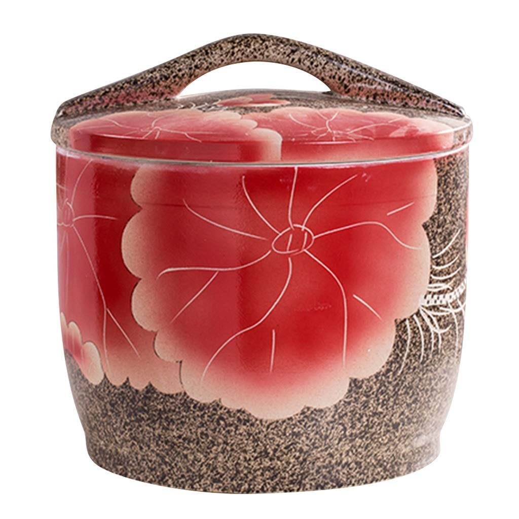 Premium Ceramic Rice Storage Jar with Airtight Lid - 10kg/20kg/30kg Kitchen Food Container for Flour, Grains & Dry Goods (Red, 23x26x26cm) - Ideal for Pantry Organization & Bulk Food Storage