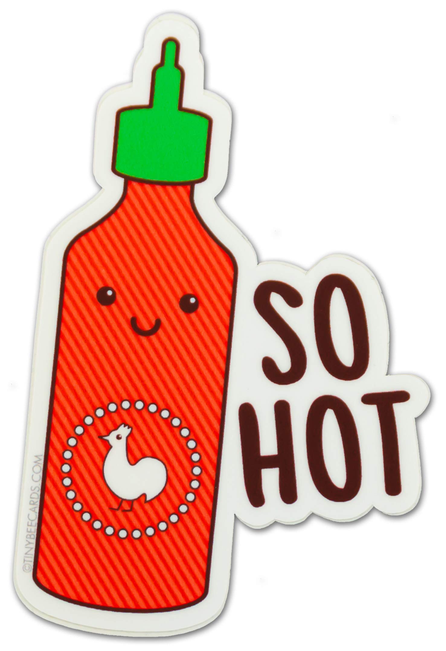 Spicy Sriracha Vinyl Sticker - 'So Hot' Decal for Water Bottles, Laptops & Bikes | Kawaii Food Pun Gift for Hot Sauce Lovers | Perfect for Kitchen Decor & Foodie Accessories