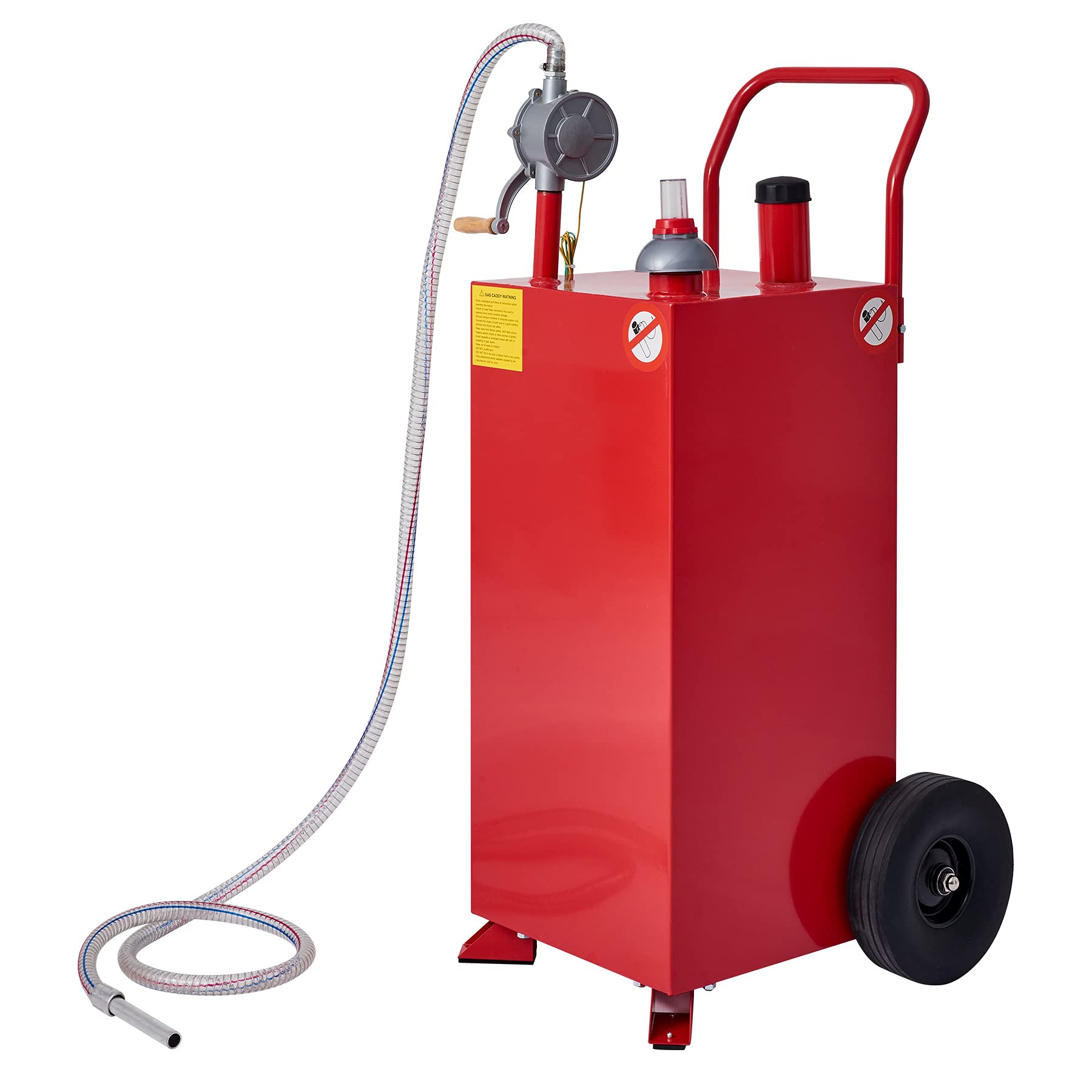 CO-Z 30 Gallon Gas Caddy with Wheels - Heavy-Duty Portable Fuel Storage Tank with Transfer Pump & Hose - Gasoline & Diesel Container for Cars, Lawn Mowers, Boats, ATVs, Generators - Ideal for Home, Garage, Farm & Worksite Use
