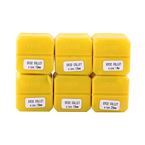ER32 Spring Collet Set (6pcs) - 10-20mm CNC Engraving & Milling Machine Collets with Wrench - Precision Tool for Metalworking, Wood Carving & DIY Projects