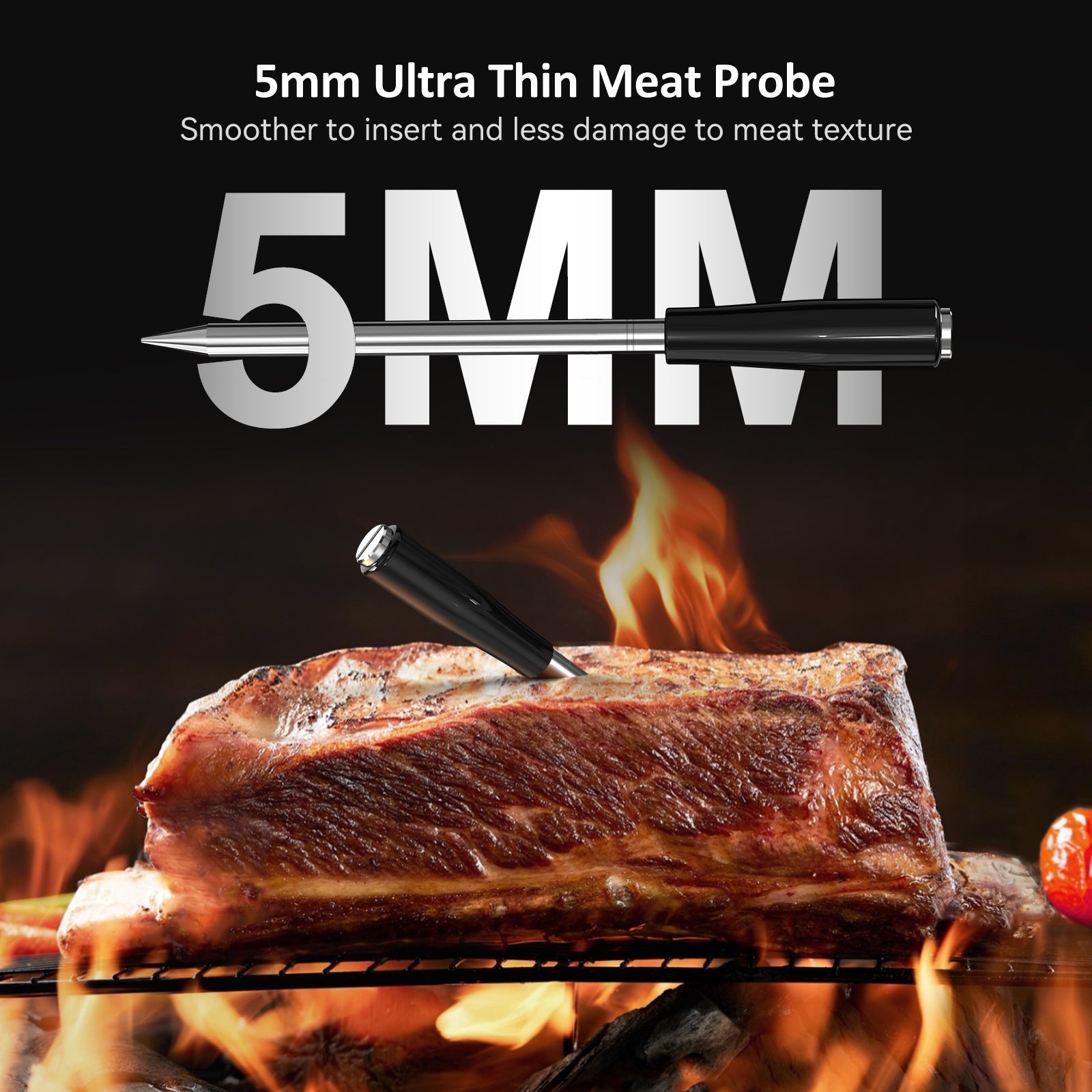 Wireless Bluetooth Meat Thermometer INT 21 B - Digital Cooking Thermometer for Grilling, Smoking, BBQ & Kitchen Use
