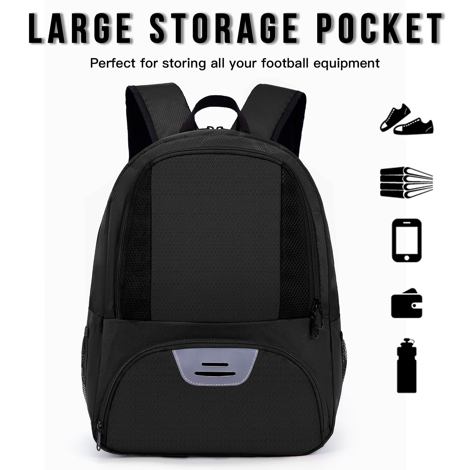 Youth Soccer Backpack with Shoe Compartment - Sport Equipment for Football Volleyball Basketball Training