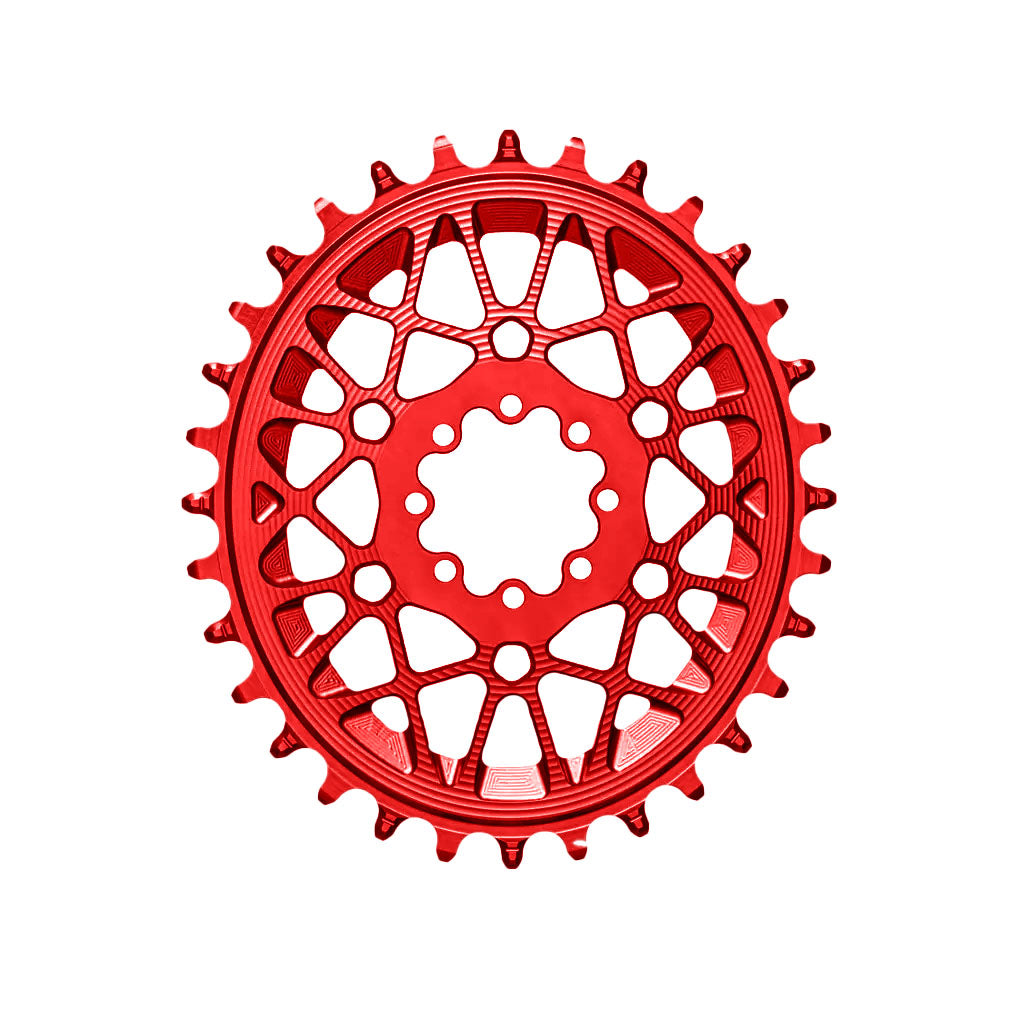 Absolute Black Oval SRAM T-Type DM 8-Hole Boost Chainring - 28T Red | High-Performance Mountain Bike Chainring for SRAM Eagle Drivetrains | Ideal for Trail Riding, Enduro & Downhill Biking