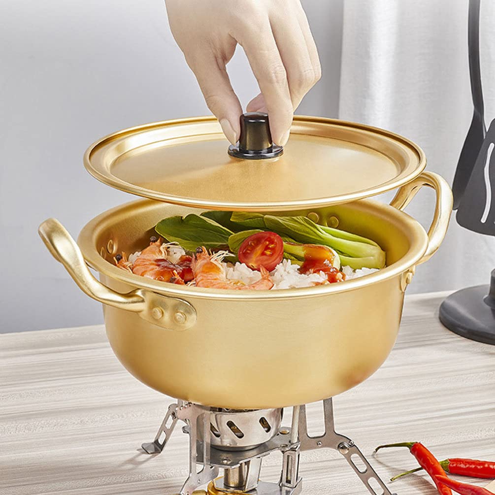 2 Pcs Korean Instant Noodle Pot with Lid - Small Saucepan for Ramen, Milk Boiling & Coffee - Durable Aluminum & Ceramic Stock Pot for Home, Baby Food & Oven Use - Perfect for Quick Meals & Kitchen Essentials