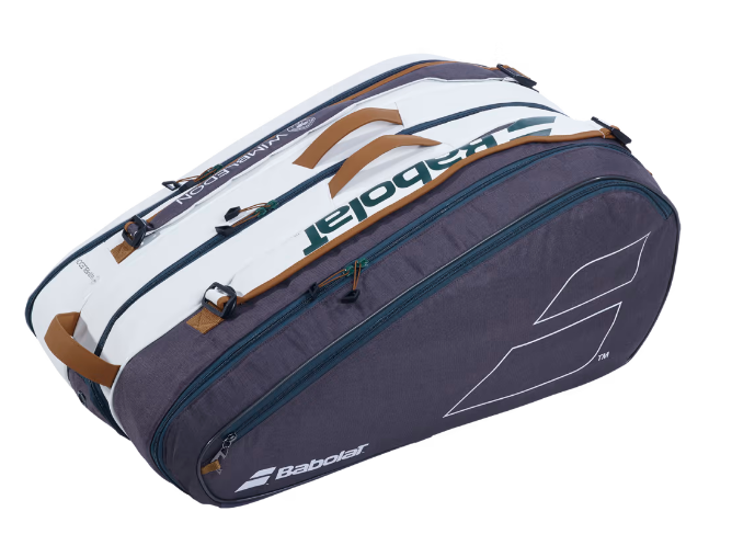 Babolat RH X12 Pure Wimbledon Tennis Racket Bag - 12 Rackets Capacity, White & Grey - Perfect for Tennis Tournaments & Club Storage