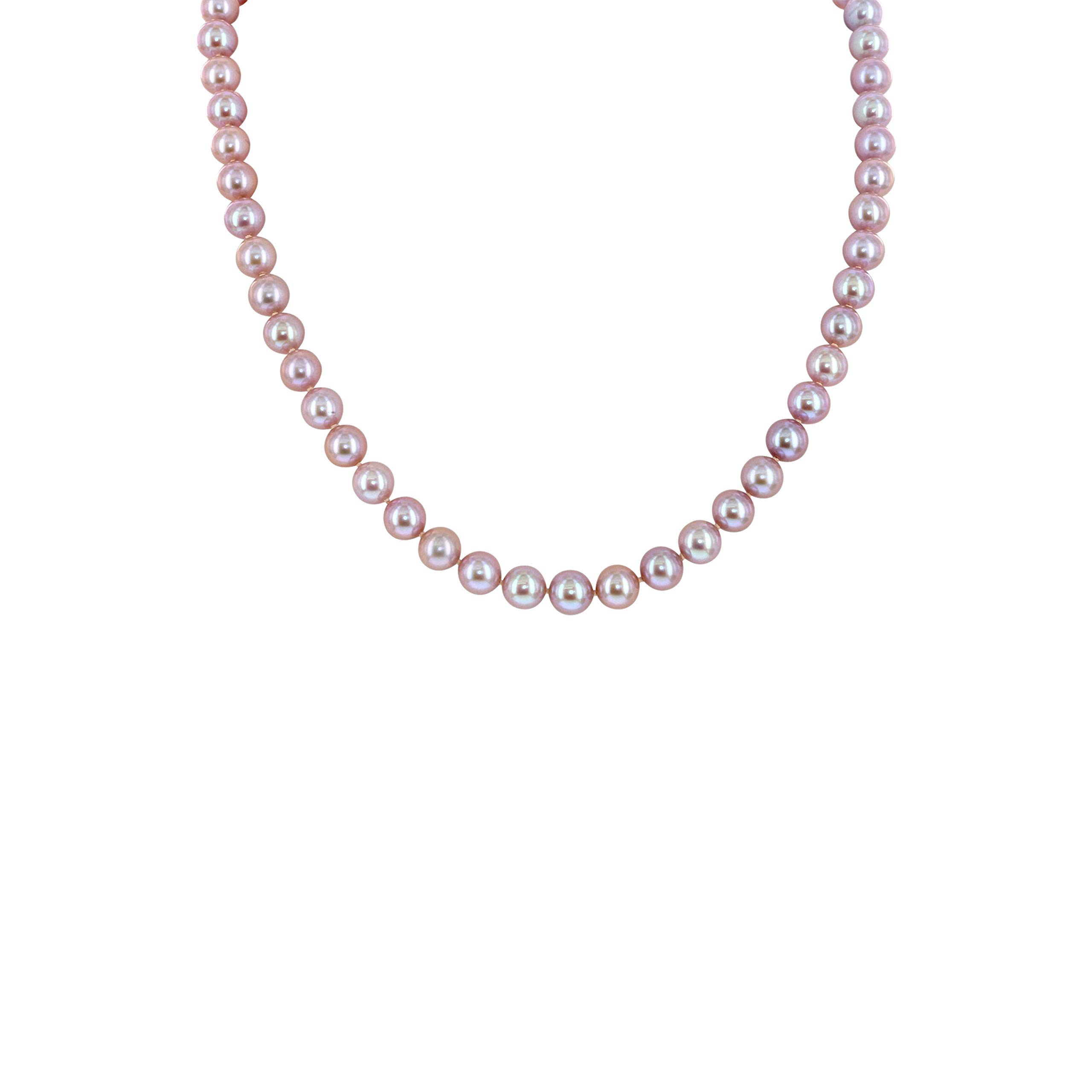 Sterling Silver Pink Pearl Necklace - 18
