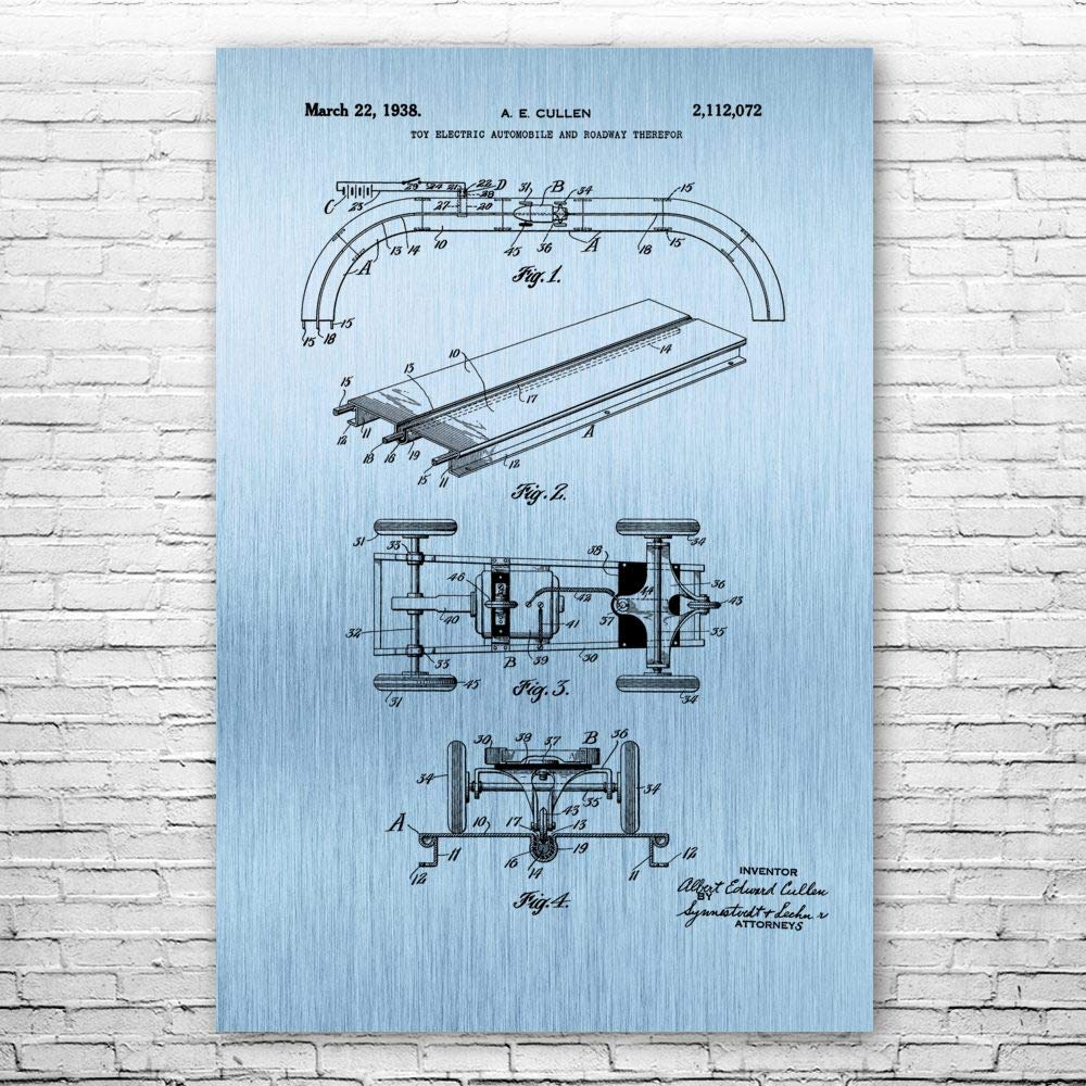 RC Slot Car Poster Print - 18x24 Inch Retro Blue Steel Design - Perfect Gift for RC Racers, Hobbyists & Model Makers - Ideal for Hobby Shops, Toy Stores & Man Cave Decor