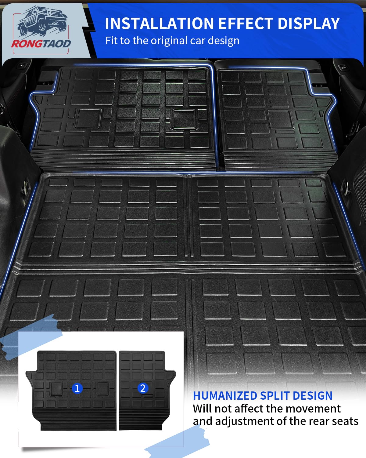 Rongtaod TPE Cargo Liner & Back Seat Cover Protector for 2019-2023 Jeep Cherokee | Waterproof Trunk Mat & Backrest Mats | Perfect for Road Trips, Camping & Outdoor Adventures