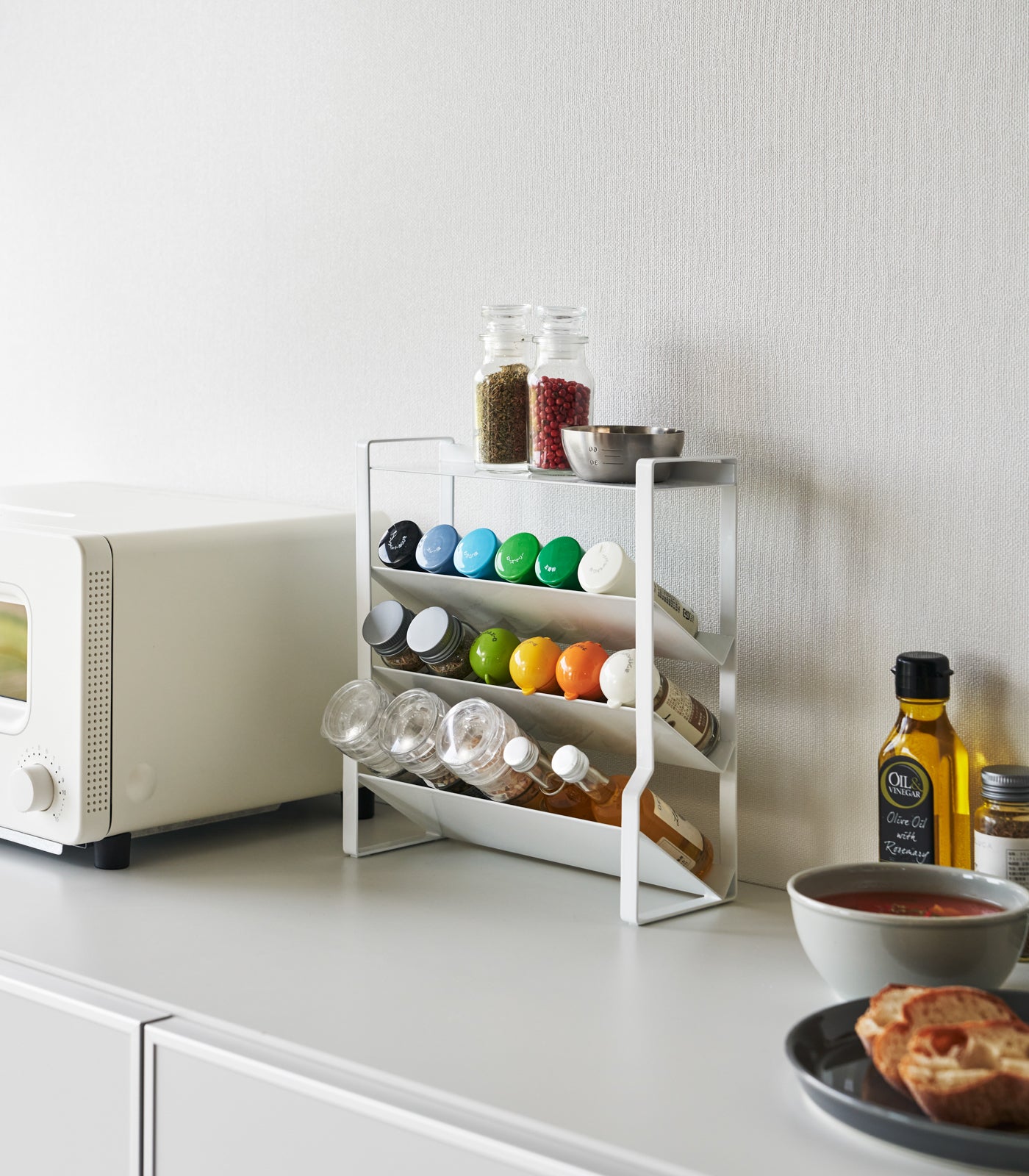 4-Tier Slim Spice Rack Organizer - Space Saving Steel Spice Shelf for Kitchen Cabinet & Countertop - Perfect for Storing Seasonings, Jars & Small Bottles