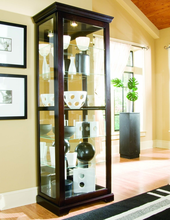 Two Way Sliding Door Curio Cabinet - Elegant Glass Display Case for Collectibles & Home Decor | Perfect for Living Room, Dining Room, or Office Showcase