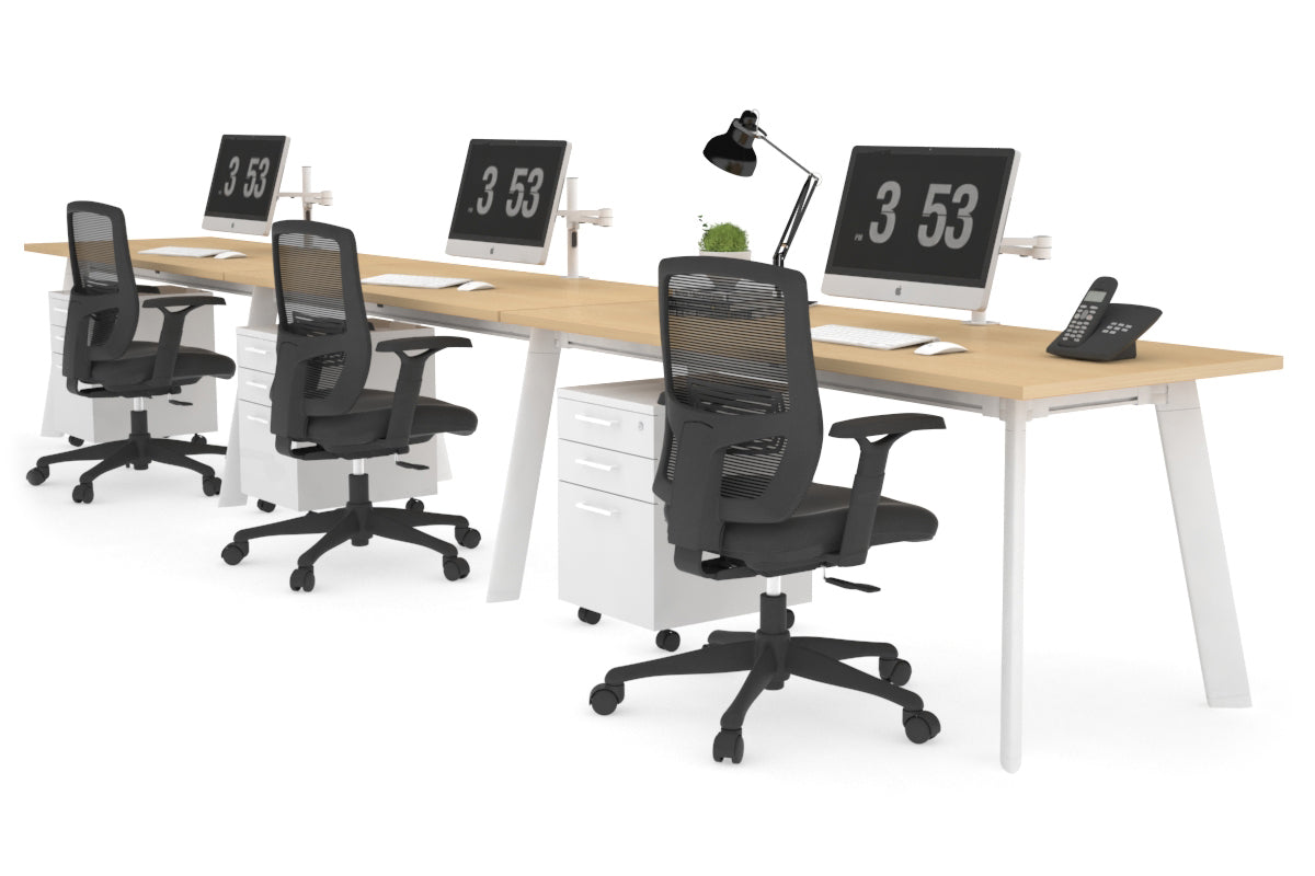 Switch 3-Person Office Workstation Desk [1600L x 700W] - Modern Collaborative Workspace Solution for Team Projects & Office Productivity