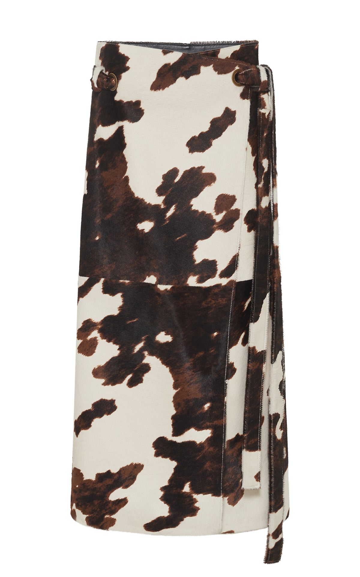 Idalia Leather Skirt in Ivory & Cognac - Women's Fashion Multi-Color Genuine Leather Skirt for Casual Wear, Office, and Date Nights