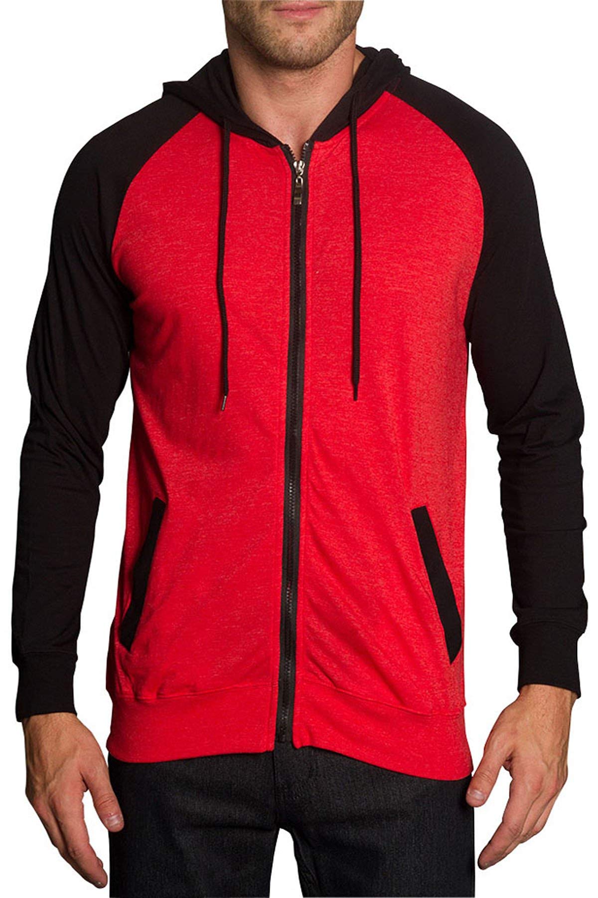 Victorious Men's Lightweight Zip-Up Hoodie Sweatshirt - Comfortable Raglan Sleeve Pullover for Casual Wear, Gym & Outdoor Activities