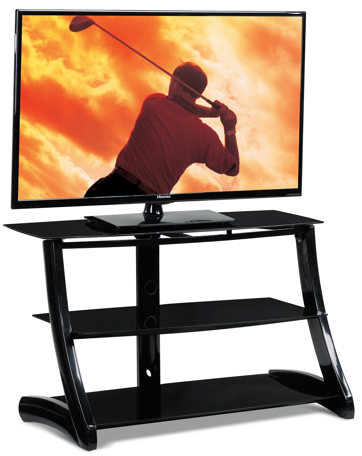 Burke 40 Inch TV Stand for Flat Screen - Modern Black Entertainment Center with Storage Shelves - Perfect for Living Room, Bedroom, or Home Theater Setup
