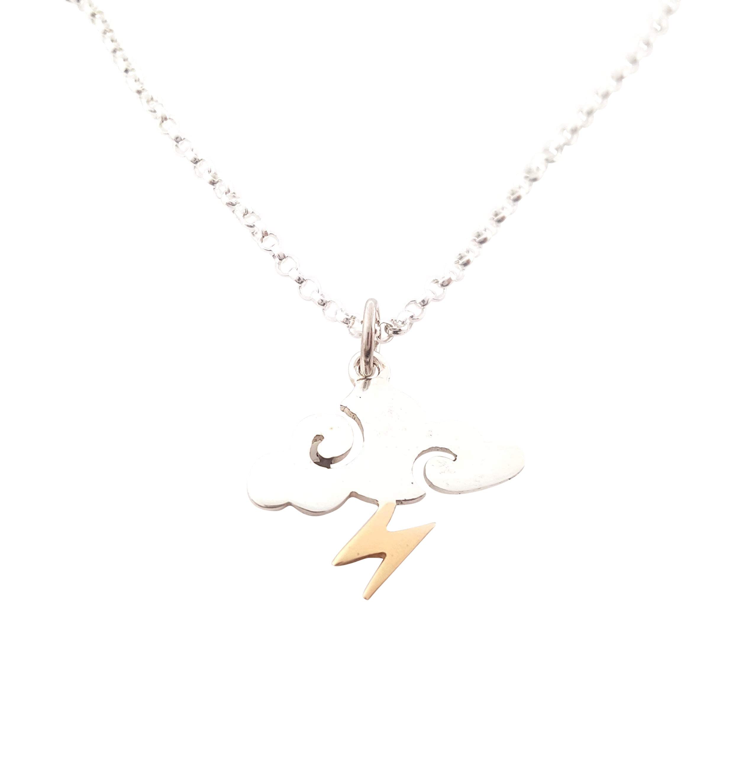 Storm Charm Necklace - Sterling Silver Cloud & Lightning Pendant Jewelry - Perfect Gift for Women, Birthday, Anniversary - Boho Chic Layering Necklace for Everyday Wear & Special Occasions