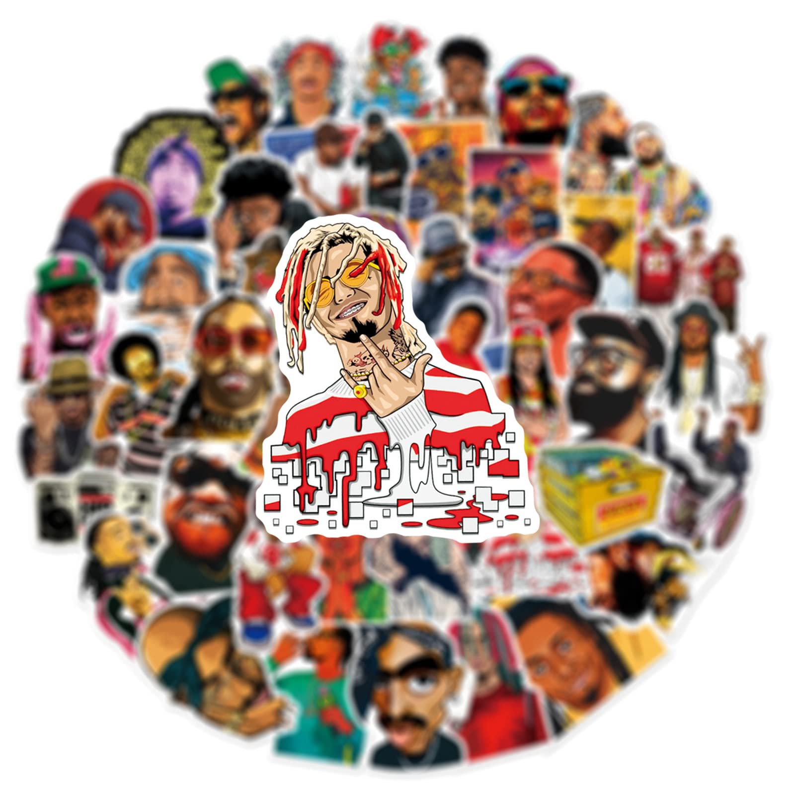 50PCS Hiphop Music Cool Rapper Stickers - Waterproof DIY Decals for Laptop, Phone, Luggage - Rap Star Vinyl Stickers for Music Lovers & Urban Style Decor