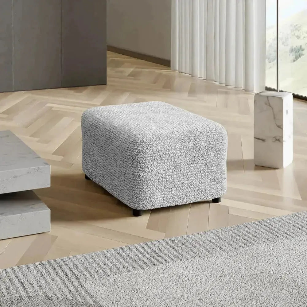 Microfiber Ottoman Slipcover Medium Size - Stretchable Furniture Cover for Living Room, Bedroom & Office - Easy to Clean & Durable Home Decor