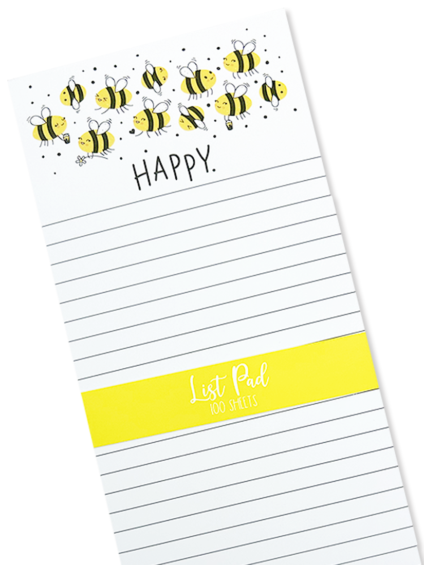 Bee Happy Chunky List Pad - Colorful Sticky Notes for Office, School & Home Organization - Perfect for To-Do Lists, Reminders & Planning