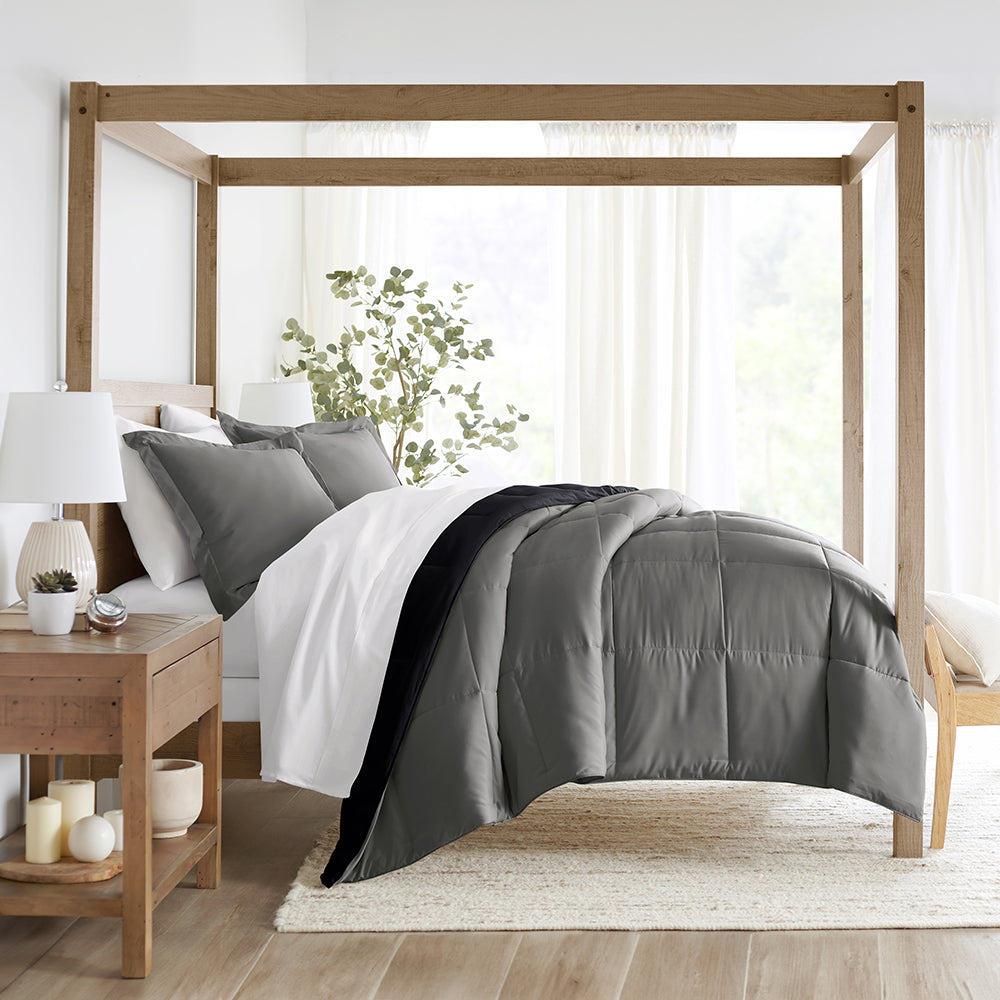 Reversible Down Alternative Comforter Set - All Season Hypoallergenic Bedding - Queen Size for Cozy Bedroom & Guest Room Comfort
