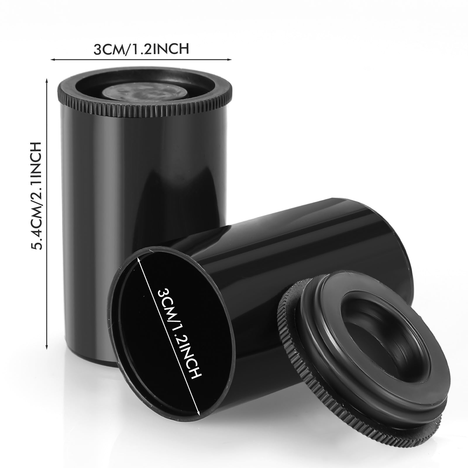 100-Piece Black Plastic Film Canister Set - 35mm Empty Camera Reel Storage Containers with Lids for Small Accessories, Fishing Hooks, Beads & Craft Supplies | Perfect for Photography, Jewelry Making & DIY Organization