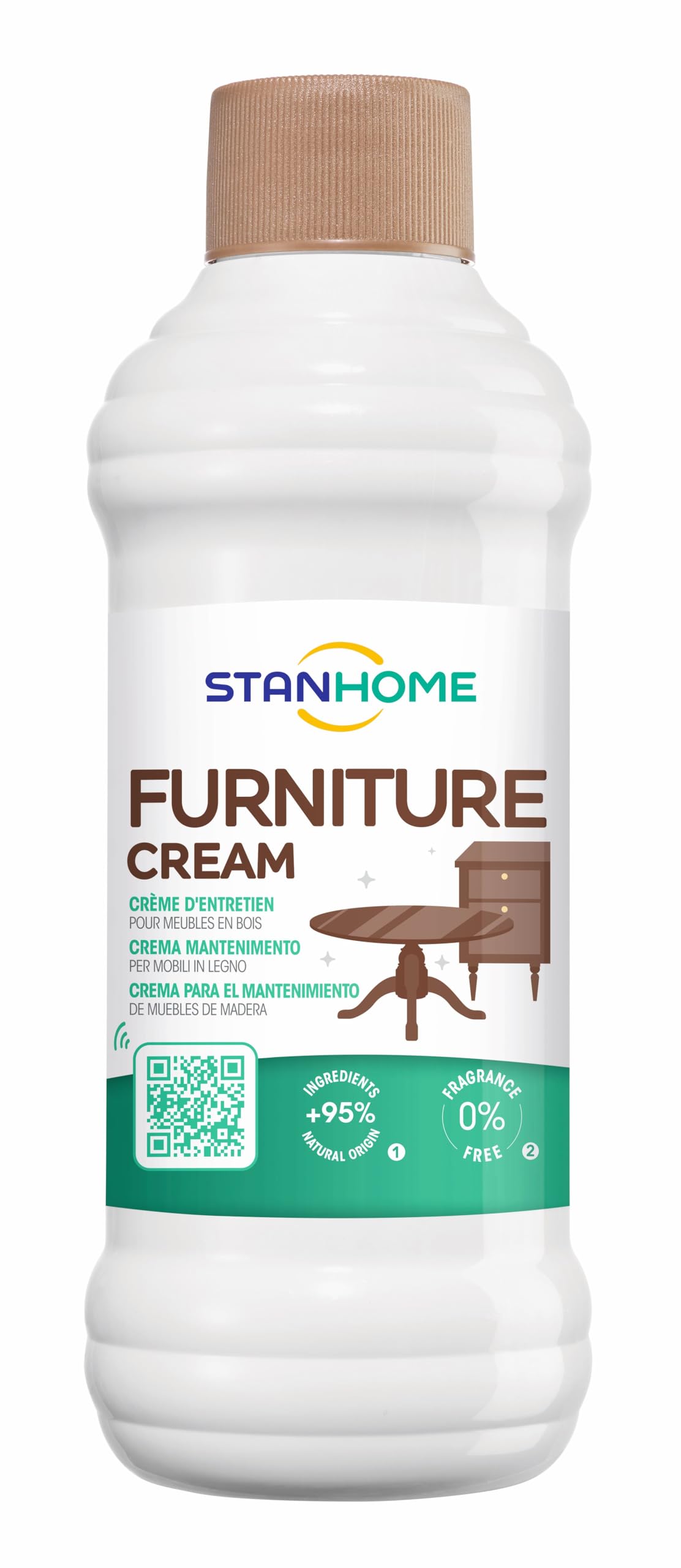 STANHOME Wood Furniture Maintenance Cream - 250ml | Natural Polish & Protector for Tables, Chairs & Cabinets | Restores Shine & Prevents Cracking