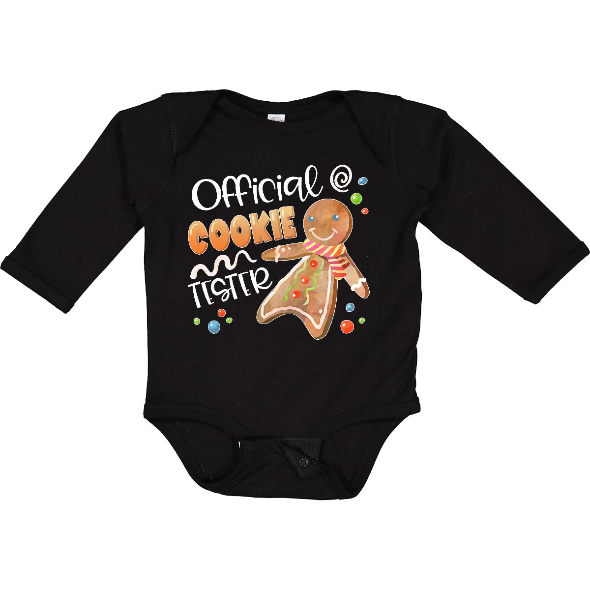 Inktastic Official Cookie Tester Cute Gingerbread Long Sleeve Baby Bodysuit - Perfect for Christmas, Holiday Photos & Newborn Gifts